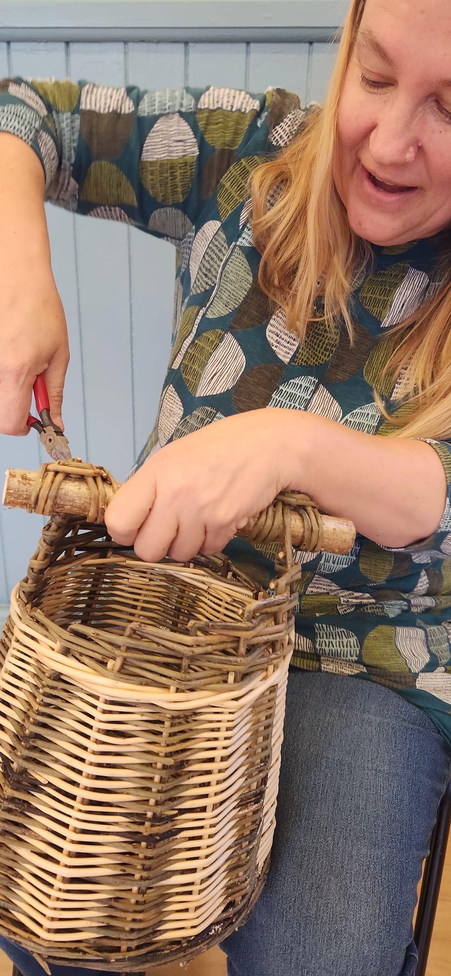 Small Asymmetric Basket (Hazel Handle)