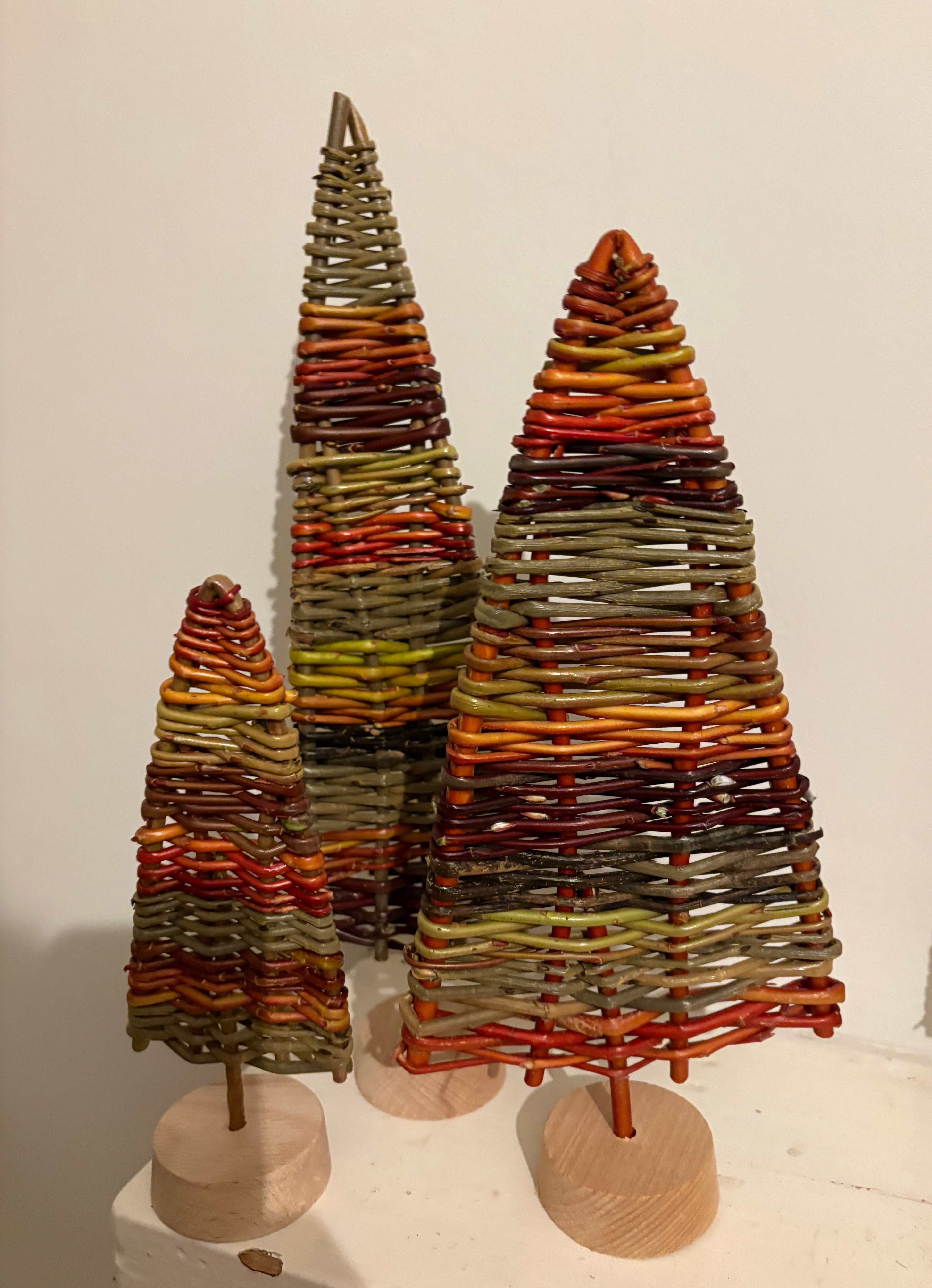 Set of 3 Willow Christmas trees